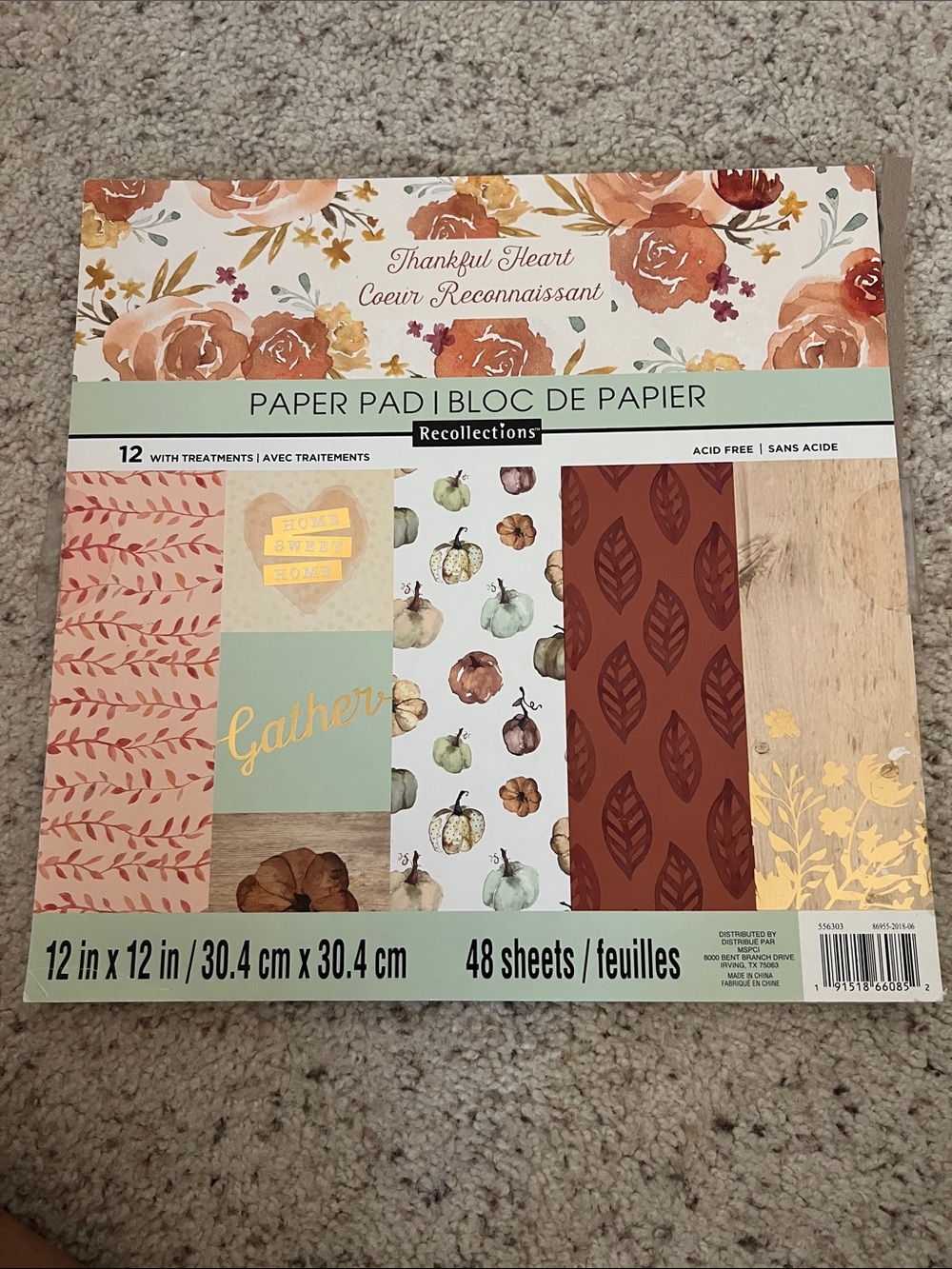 Recollections Autumn Floral Paper Pad in Rust, Cream, Mint & Gold Accents